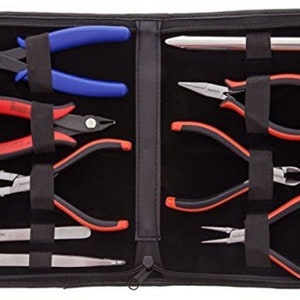 Ergonomic Beading Tool Set: 9 Pliers & Tweezers with Case