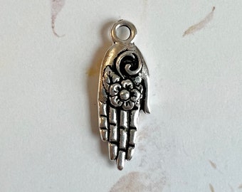 Open Hand Charm, Gesture of Giving, and a flower for beauty - this charm makes a lovely and symbolic focal.