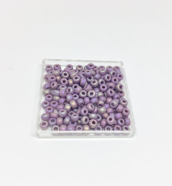 Miyuki Size 6 Seed Beads, Matte Opaque Mauve AB Frosted, 410FR, 3 Inch Tube About 15g