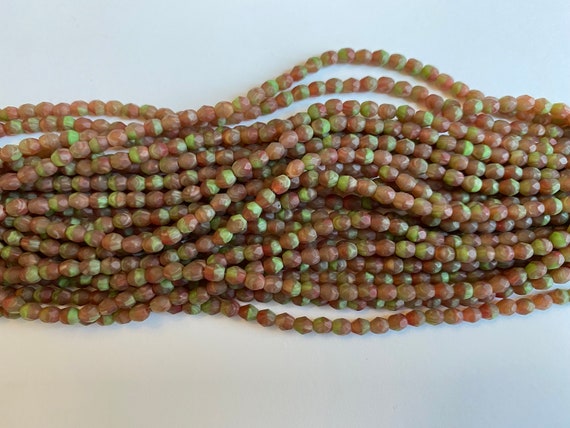 4mm Fire Polish Beads, Hurricane Glass Fire Polish Beads, Cactus Fig, Faceted 4mm Fire Polish Beads, Matte Finish, 50 Beads Per Strand