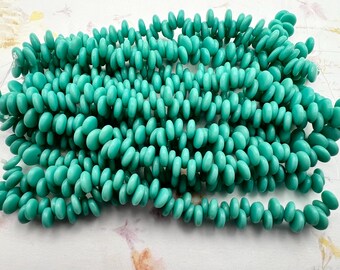 6mm Opaque Turquoise Czech Glass Lentil Beads, Top Drilled Lentil Beads, 50 Pieces Per Strand