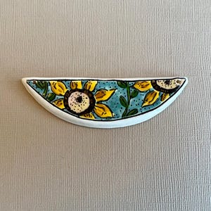 Sunflowers by Damyanah Studio, Stoneware Half Circle Pendant, Hand Crafted in Bulgaria
