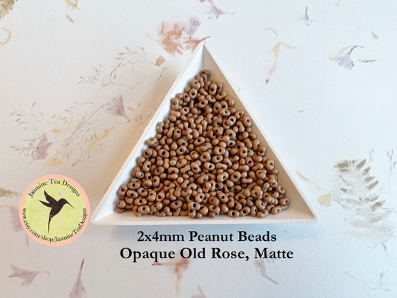 Opaque Old Rose, Matte Peanut Beads, 2x4mm Peanut Beads, Matsuno Peanut Beads, 30 grams, 6 Inch Tubes, Matte Finish