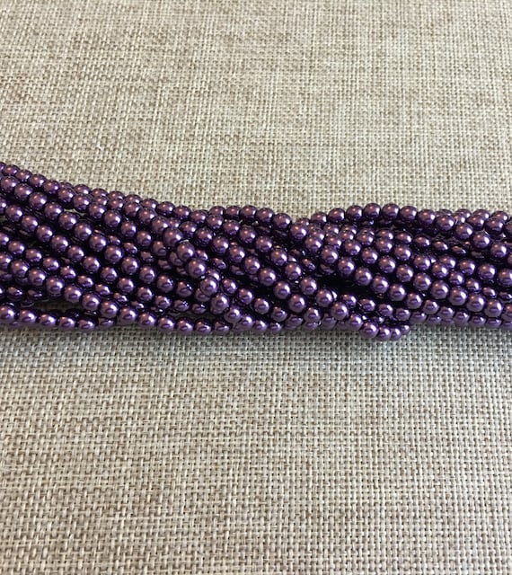 Violet, Shiny 4mm Glass Pearls, 120 Pearls Per Strand