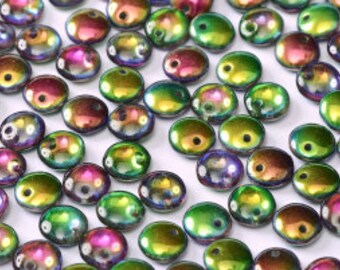 6mm Crystal Magic Orchid Lentil Beads, Single Hole Top Drilled Lentil Beads, 50 Pieces