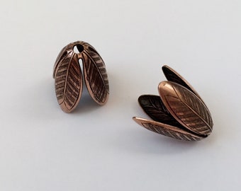 Antique Copper-Plated Brass End Caps, Vintage Patina End Caps, Made in USA, Set of 2 pieces