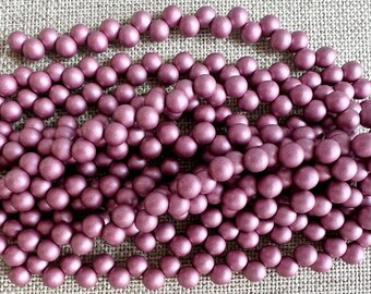 Satin Metallic Rouge 6mm Top Hole Round Beads, Color Trends, 25 Beads Per Strand