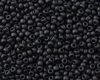 TOHO Size 8 Opaque Frosted Jet Seed Beads Size 8/o Round, TOHO Color 49F Seed Beads In 3 Inch Tubes