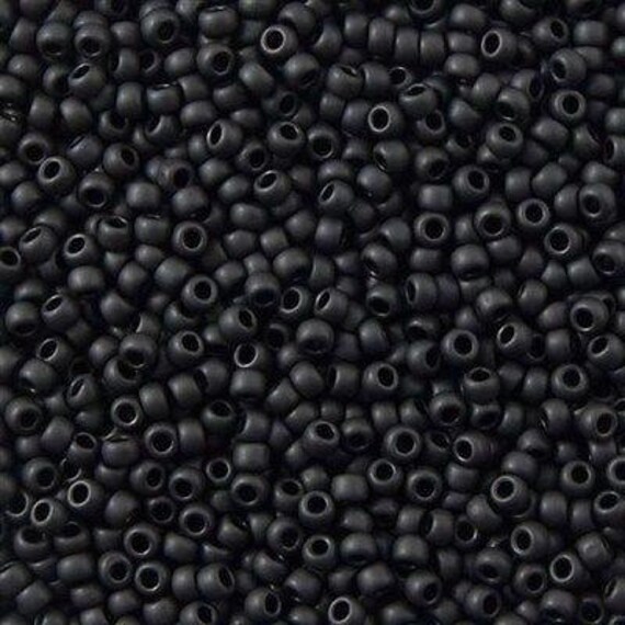 TOHO Size 8 Opaque Frosted Jet Seed Beads Size 8/o Round, TOHO Color 49F Seed Beads In 3 Inch Tubes