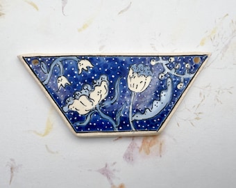 Turkish Blue by Damyanah Studio, Stoneware Trapezoid Pendant, Hand Crafted in Bulgaria