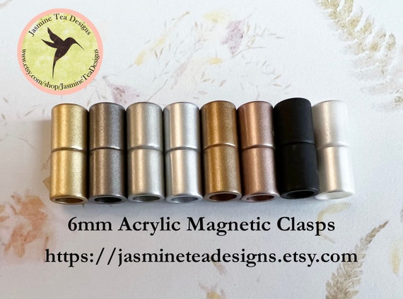 6mm Acrylic Magnetic End Cap Clasp, Acrylic Magnetic Clasp, Eight Finishes To Chose From, Glue-In Magnetic Clasps