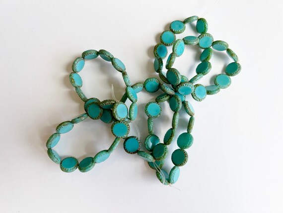 Mayan Sun, 12mm, Turquoise Blue Opaque with Picasso Finish, Table Cut Czech Glass, 10 Pieces