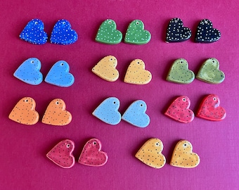 Pairs of Polka Dot Hearts, Hand Crafted Stoneware Hearts, Damyanah Studio, Pairs of Polka Dot Hearts by Number