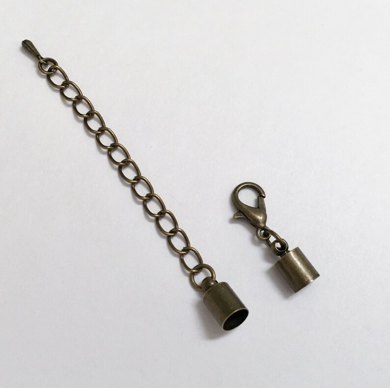 Antique Bronze Plated Lobster Clasp With 2 Extender And Tip Dangle Clasp Set 5mm And 4mm End Caps Four Sizes 8mm 6mm