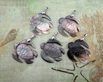 Sea Turtle Natural Shell Pendant with Bail
