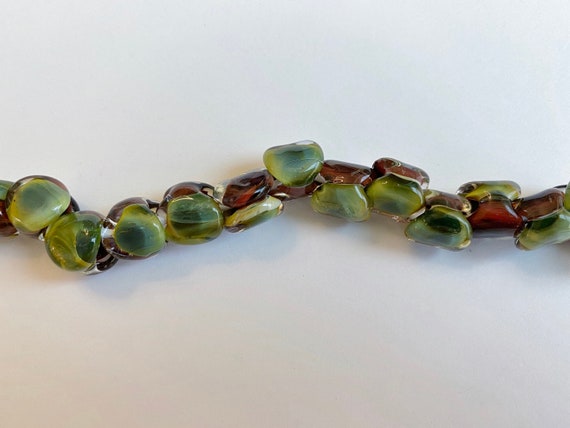 Misty Meadow Duplex Beads by Unicorne Beads, 2 Sided Color, Large Hole, Greens and Plums