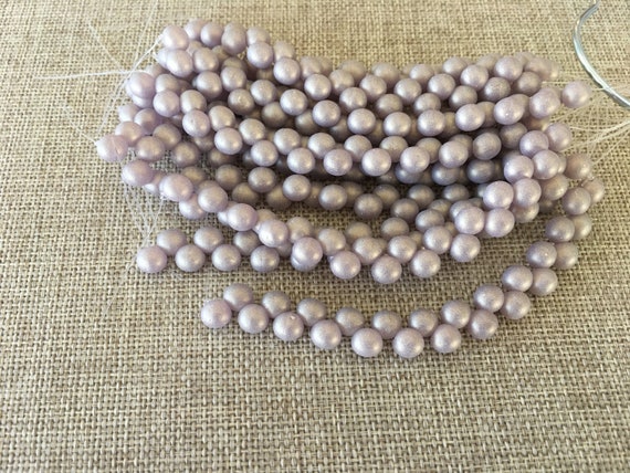 Sueded Gold Medium Amethyst, 6mm Top Drilled Round Beads, 25 Beads Per Strand