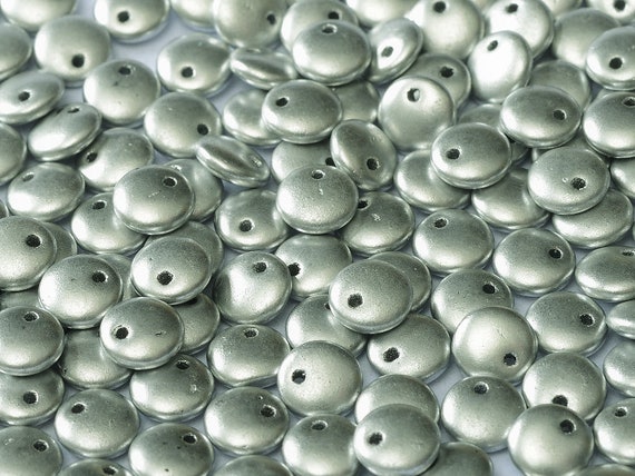 6mm Aluminum Silver Lentil Beads, Single Hole Top Drilled Lentil Beads, 50 Pieces