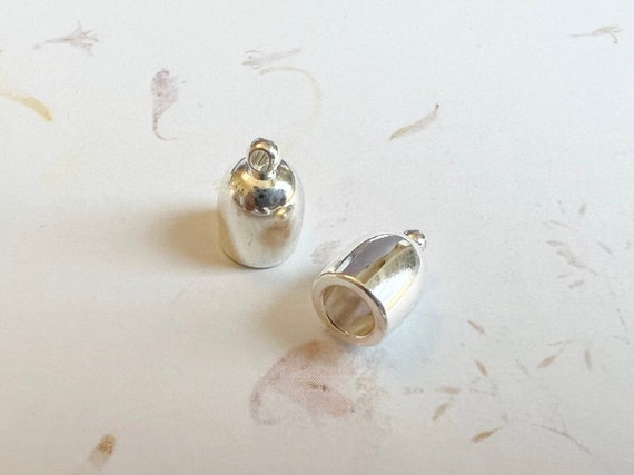 Silver Plated Bullet End Caps, 5mm End Caps,  5mm End Cap Set, 2 Piece Set, Cord Ends for Kumihimo, Leather and Tassels, End Caps