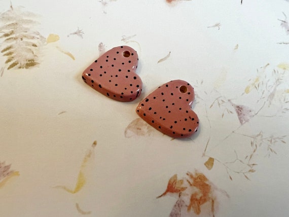 Pairs of Polka Dot Hearts, Hand Crafted Stoneware Hearts, Damyanah Studio, Pairs of Polka Dot Hearts by Number