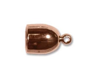 Copper Plated Bullet End Caps, 6mm End Caps,  6mm End Cap Set, 2 Pieces Copper Plated Cord Ends for Kumihimo Braids, End Caps