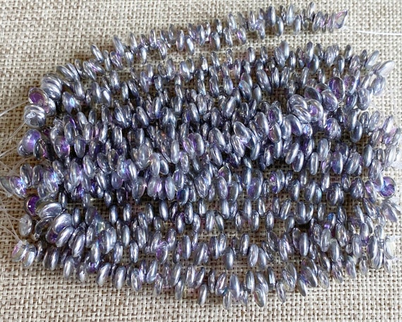 Silver Pink Crystal Top Drilled Lentil Beads, 6mm Top Drilled Lentil Beads, 50 Pieces Per Strand