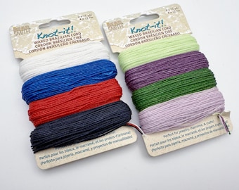 Waxed Brazilian Cord, Americana Waxed Brazilian Cord, Lavender Fields Waxed Brazilian Cord, 4 x 15 Yards Each