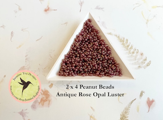 Antique Rose Opal Luster Peanut Beads, 2x4mm Peanut Beads, Matsuno Peanut Beads, 30 grams,  6 Inch Tube, Luster Finish