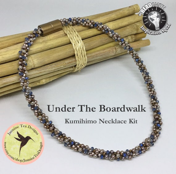 KIT, Under the Boardwalk, Beaded Kumihimo Necklace Kit, Loading Instructions Included, Beads And Clasp Included