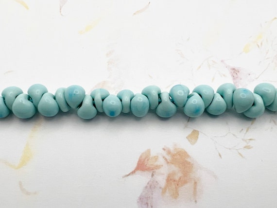 Opaque Robbins Egg Blue, Beads by Unicorne Beads, 25 Mini Beads Per Strand, These Are Old Stock Perfect Condition Beads