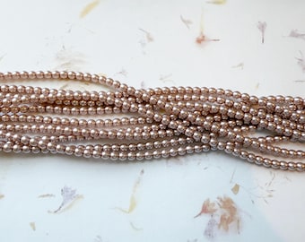 Blush Shiny 4mm Glass Pearls, 120 Pearls Per Strand