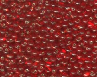 Miyuki Drop Beads, 3.4mm Transparent Silver Lined Flame Red, 25g tubes