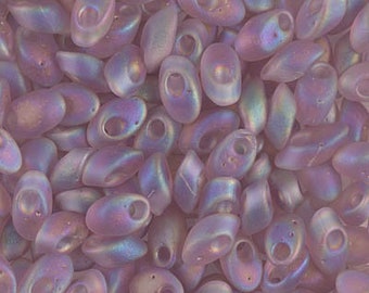 Matte Transparent Smokey Amethyst AB, Miyuki 4x7mm Long Magatama Beads, 12 grams, Miyuki LMA 142FR