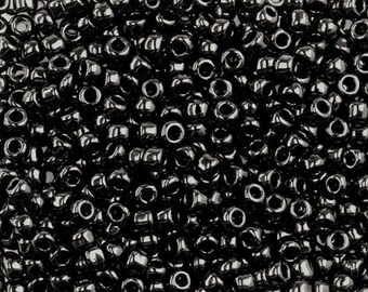 TOHO Size 8 Opaque Jet Seed Beads Size 8/o Round, TOHO Color 49 Seed Beads In 5 Inch Tubes, 22 Grams