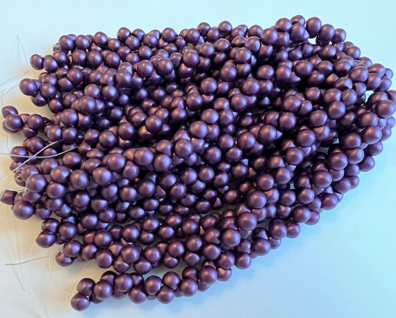 Pastel Bordeaux, 6x5mm Mushroom Beads, 50 Beads Per Strand, Great Edge Beads For Kumihimo, Bordeaux