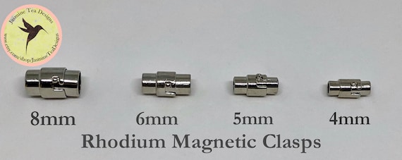 Rhodium Magnetic Clasps In 4 Sizes, 8mm, 6mm, 5mm And 4mm, Round Magnetic Clasps, Locking Clasps