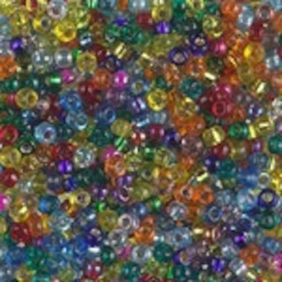 Miyuki Size 8 Silver Lined Rainbow Blend, Size 8 Seed Bead Mix in Blue, Red, Yellow Tones, Miyuki Seed Bead Mix, 5 Inch Tubes, 22 Grams