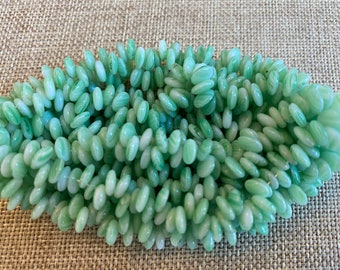 6mm Sea Foam Lentil Beads, 50 Beads, Slightly Variegated, Czech Glass Lentil Beads, Single Hole, Top Drilled Lentil Beads