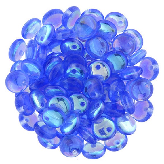 6mm, Sapphire AB, 50 pcs. Czech Glass Lentil Beads, Single Hole, Top Drilled Lentil Beads, Great Beads for Kumihimo