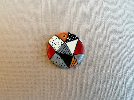 Patchwork by Damayanah Studio, Hand Painted and Hand Glazed Stoneware Pendant