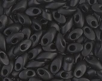 Matte Black, Miyuki 4x7mm Long Magatama Beads, 25 grams, Miyuki