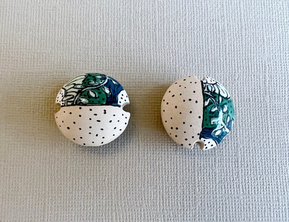 River Design, Lentil Shaped Ceramic Bead, Hand Crafted Artisan Beads by Damyanah Studio, Bulgaria