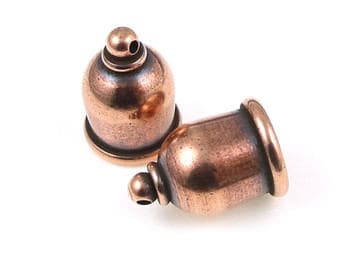 Antique Copper 10mm Taj End Caps Set, 2 Pieces, Tierra Cast Taj End Caps, 10mm Antique Copper Cord Ends