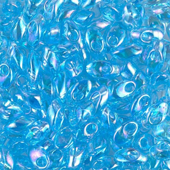 Transparent Aqua AB, Miyuki 4x7mm Long Magatama Beads, 12 grams, Miyuki LMA 260