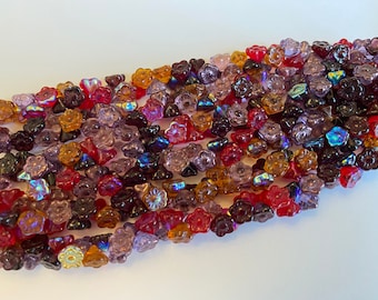 Vineyard Mix, Bell Flowers, 7mm, 100 Flowers Per Strand, Rich Wine To Burgundy Colors