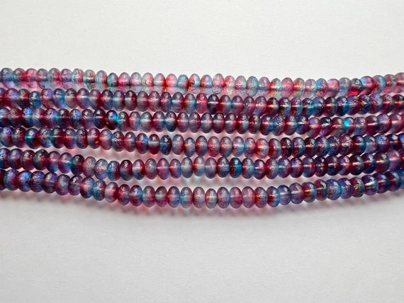 7mm Rondelle, Rainbow Celestial Etched Rondelle, Etched Rainbow Rondelle, 50 Beads Per Strand