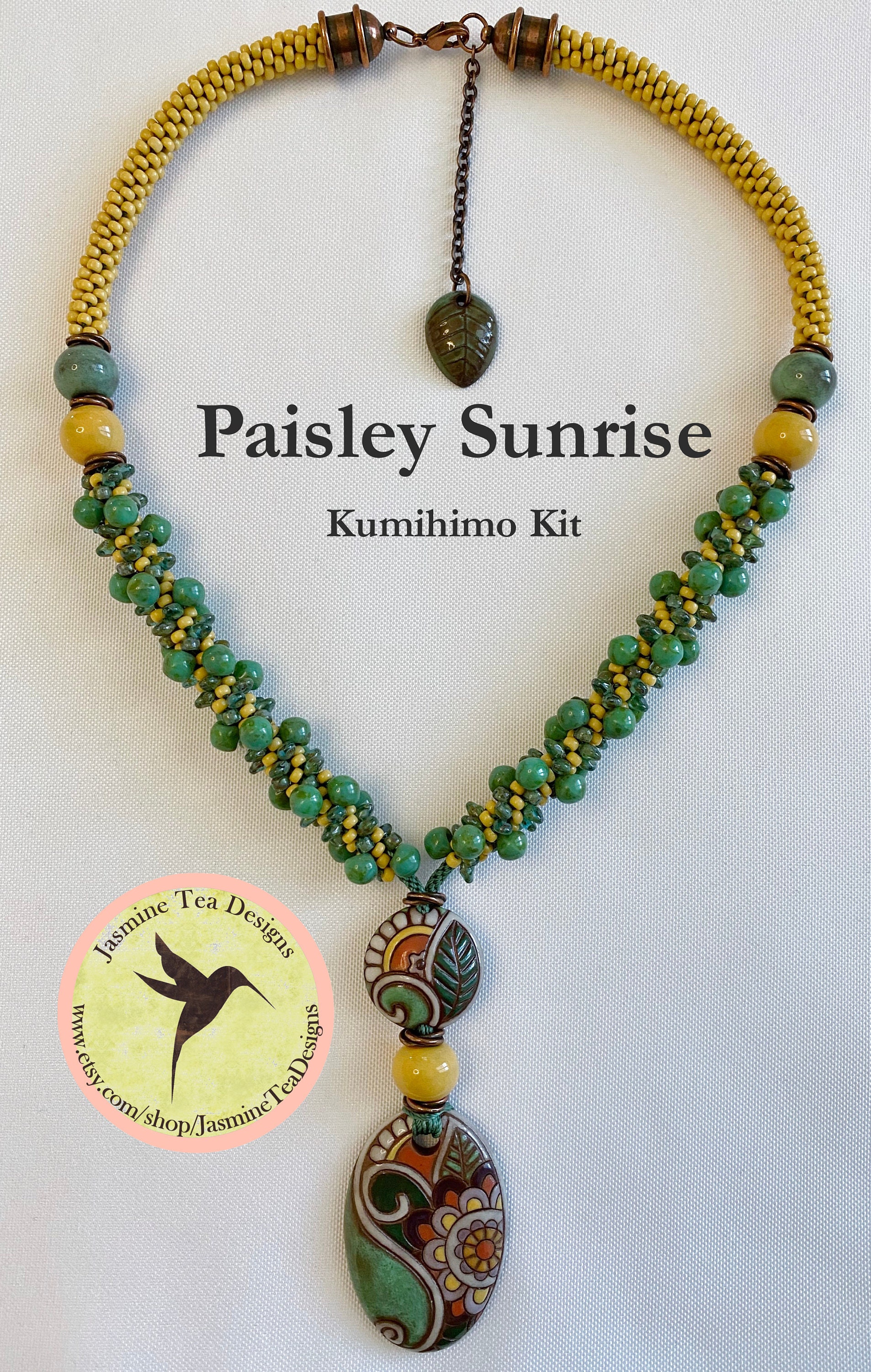 KIT Paisley Sunrise Kit Beaded Kumihimo Necklace Kit With Tutorial Uses The S and Z Yatsu Kongoh gumi Spiral