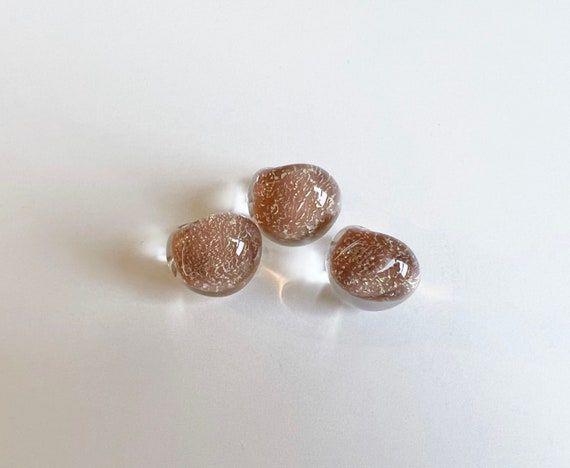 Strawberry Cream Jumbo Teardrop Beads, Set of Three, Large Teardrop Lampwork Beads, Made in the USA