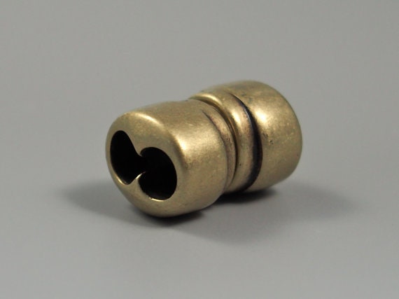 Antique Brass Double 5mm Hole Magnetic Clasp, Two Hole Clasp, Great For Leather and Kumihimo Cords