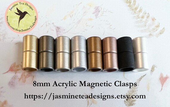 8mm Acrylic Magnetic End Cap Clasp, Acrylic Magnetic Clasp, Eight Finishes To Chose From, Glue-In Magnetic Clasps